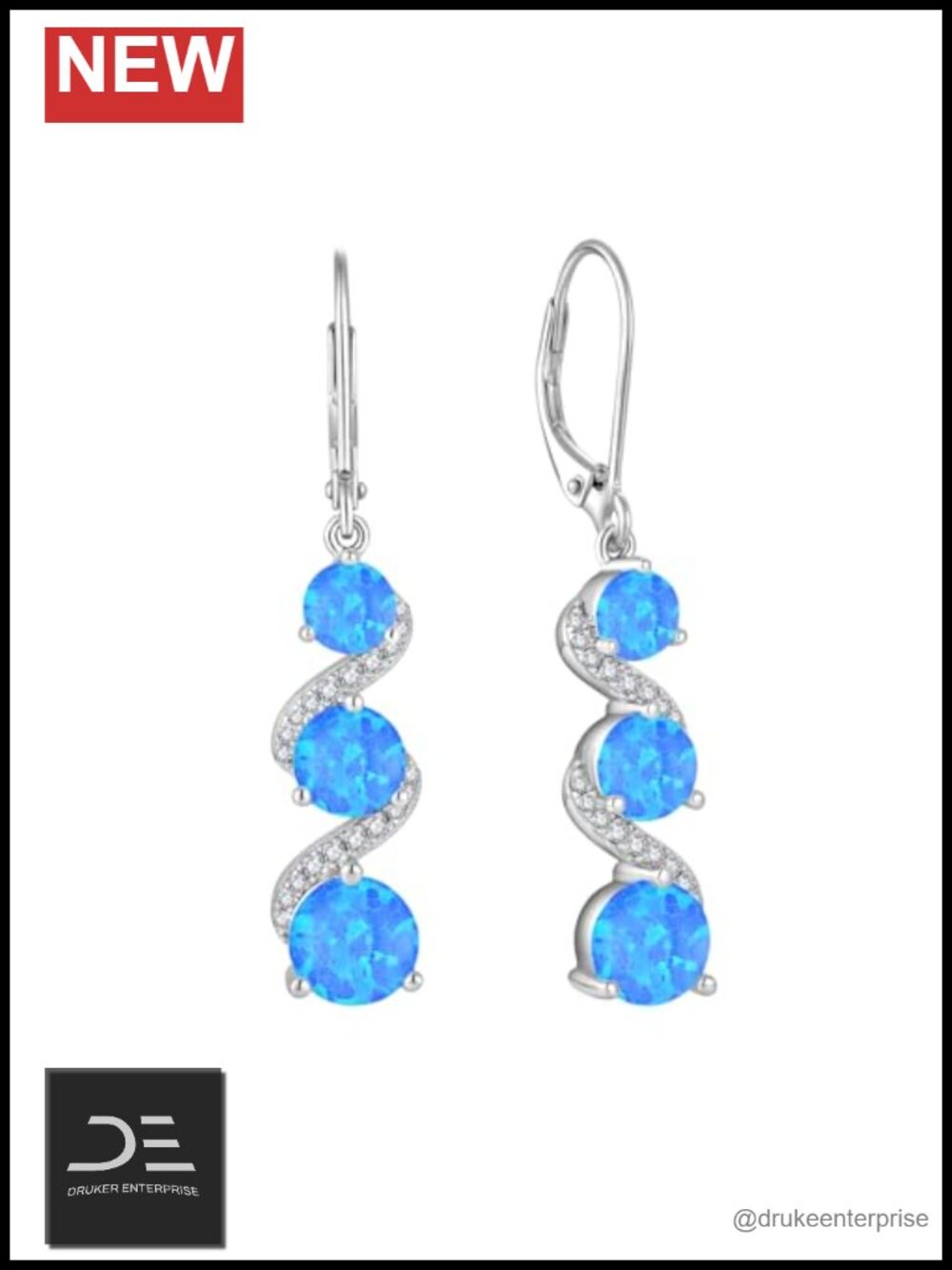 Opal Dangle Drop Earrings 925 Sterling Silver Lever Back Women's Jewelry